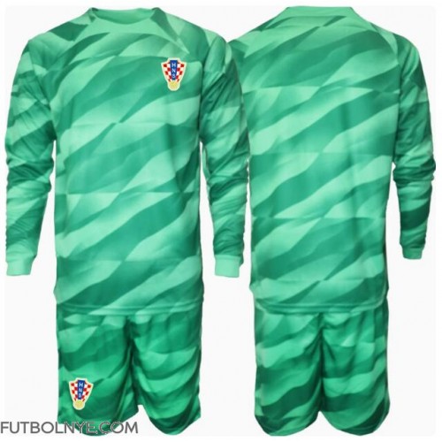 Camiseta Croacia Portero Visitante Equipación para niños Eurocopa 2024 manga larga (+ pantalones cortos)